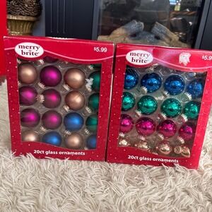 Vintage Glass Ornaments Merry Brite 40ct total 2 Set‎ Jewel Tone Colors New
